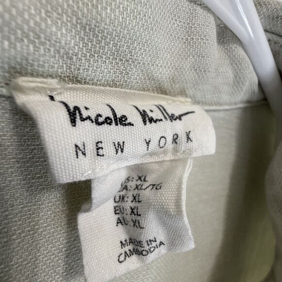 Nicole Miller Linen Top XL Lyocell Green - Picture 4 of 7